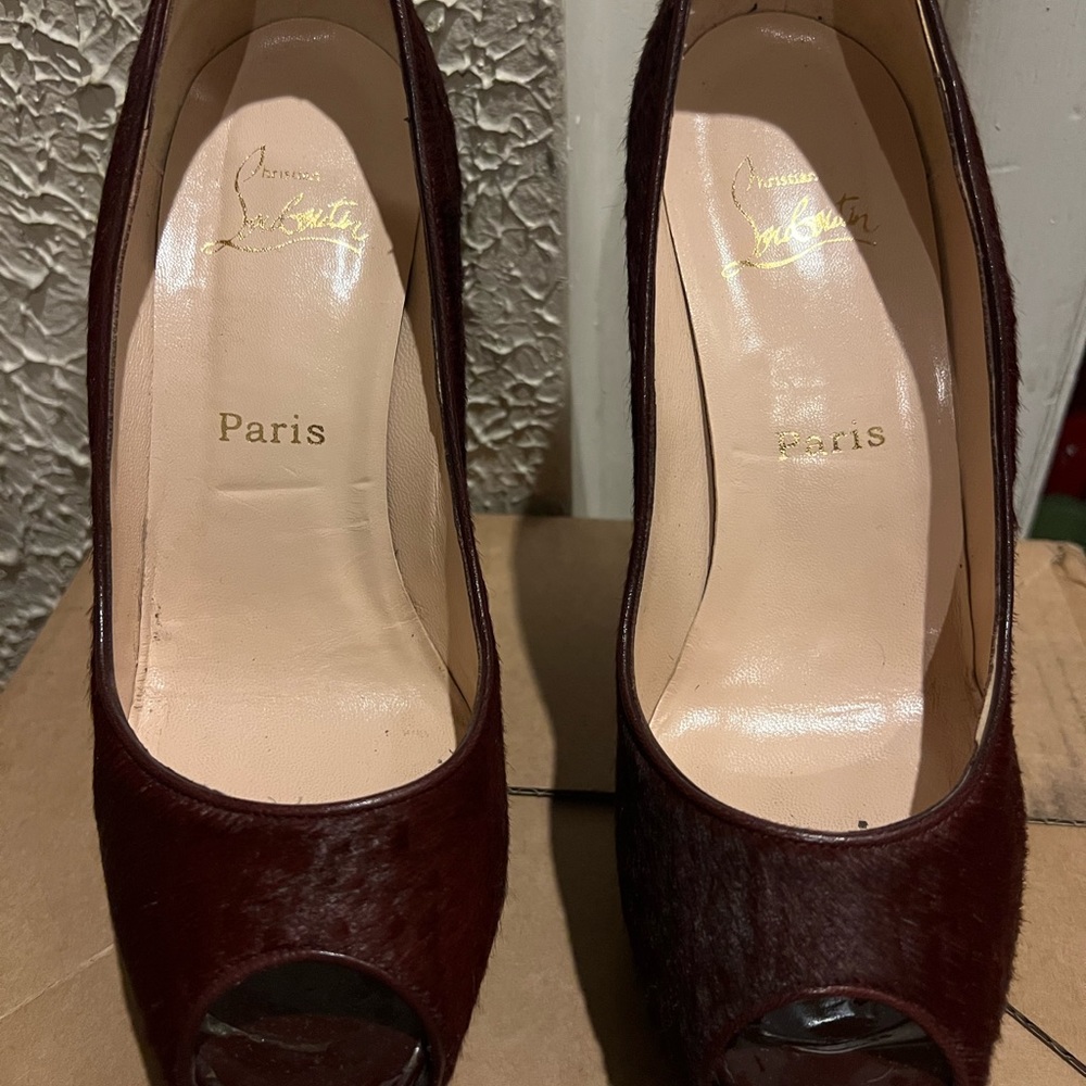 Authentic Christian Louboutin burgundy pony hair size 40